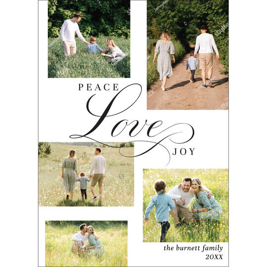 Peace Love Joy Flat Holiday Photo Cards